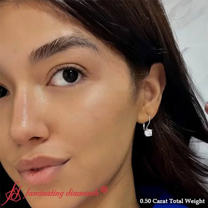 Small Round Diamond Studs Lever Back Earring