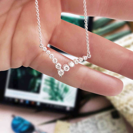 Round Graduated V-Necklace