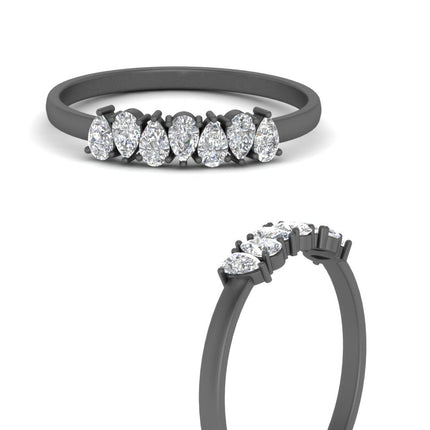 0.35 Carat 7 Stone Wedding Band Diamond Teardrop