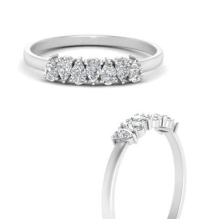 0.35 Carat 7 Stone Wedding Band Diamond Teardrop