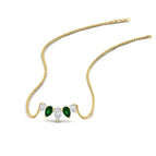 14k Yellow Gold / Green Emerald / Lab Grown