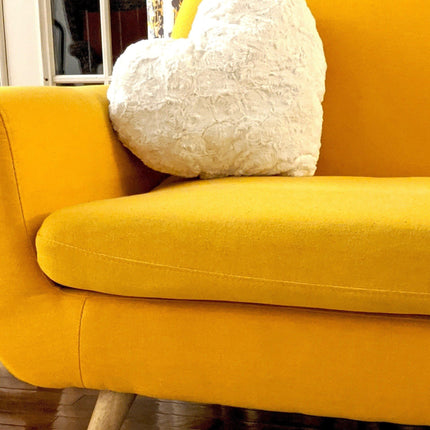 DaDa Bedding White Luxury Roses Romantic Plush Stuffed Heart Throw Pillow - 16” x 14”