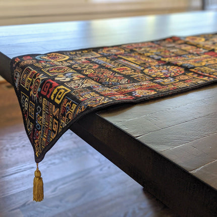 DaDa Bedding Ethnic Ornaments Geometric Black Elegant Woven Tapestry Dining Table Runner (18118)