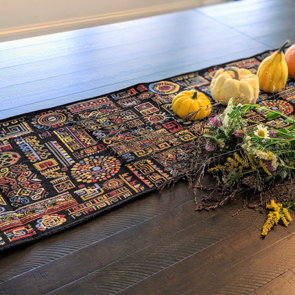 DaDa Bedding Ethnic Ornaments Geometric Black Elegant Woven Tapestry Dining Table Runner (18118)