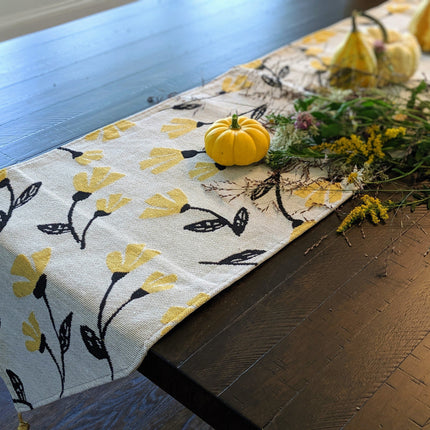 DaDa Bedding Yellow Fleur Floral Garden Woven Tapestry Dining Table Runner (18112)