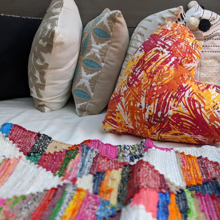 DaDa Bedding Hand-Made Sewn Marble Painted Heart Shaped Reversible Colorful Throw Pillow - 16” x 14”