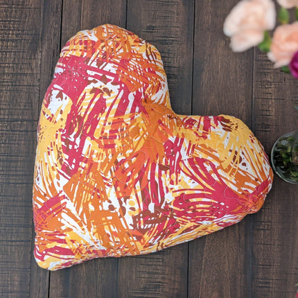 DaDa Bedding Hand-Made Sewn Marble Painted Heart Shaped Reversible Colorful Throw Pillow - 16” x 14”