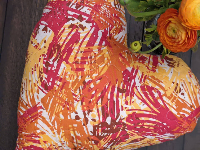 DaDa Bedding Hand-Made Sewn Marble Painted Heart Shaped Reversible Colorful Throw Pillow - 16” x 14”