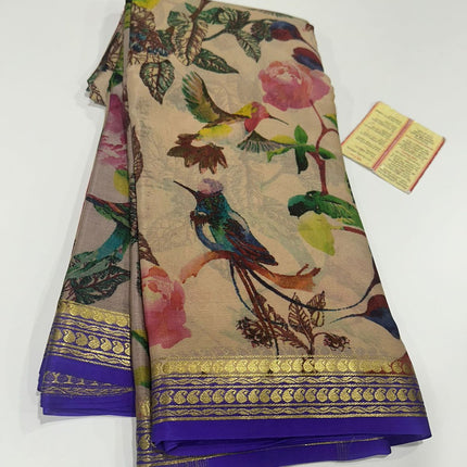 Digital Floral Print Mysoore Silk Saree