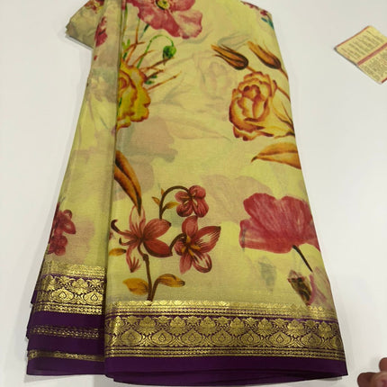 Digital Floral Print Mysoore Silk Saree