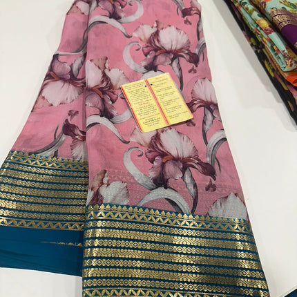 Digital Floral Print Mysoore Silk Saree