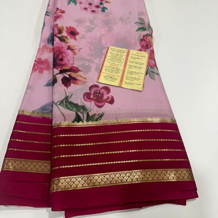 Digital Floral Print Mysoore Silk Saree