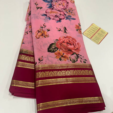 Digital Floral Print Mysoore Silk Saree