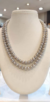 Traditional Pearl Beaded Double Layer Necklace Set