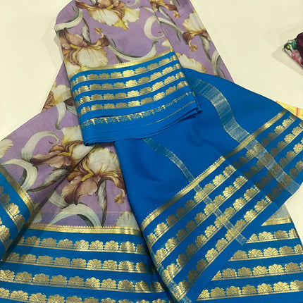 Digital Floral Print Mysoore Silk Saree