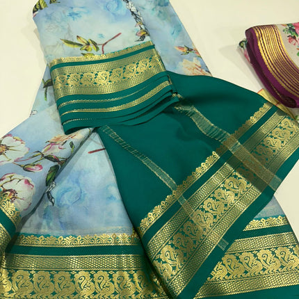 Digital Floral Print Mysoore Silk Saree