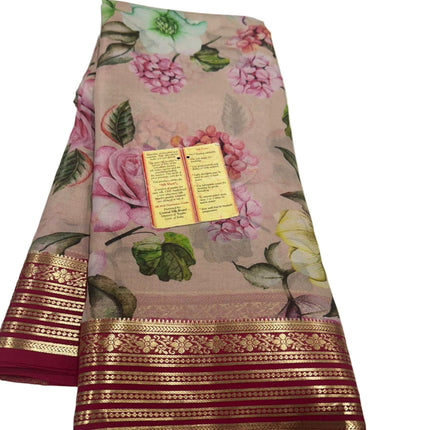 Digital Floral Print Mysoore Silk Saree