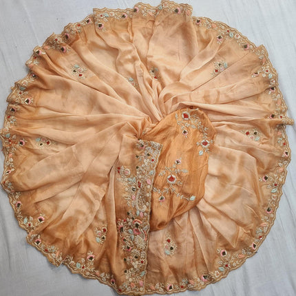 Beautiful Italian Organza Saree with Zardosi Hand Work