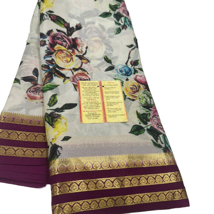 Digital Floral Print Mysoore Silk Saree