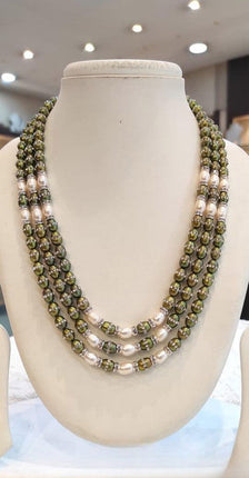 Traditional Pearl Beaded Double Layer Necklace Set