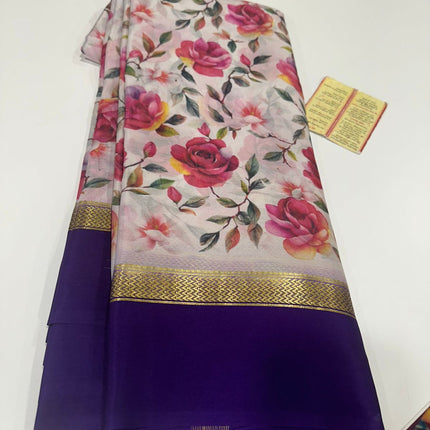 Digital Floral Print Mysoore Silk Saree