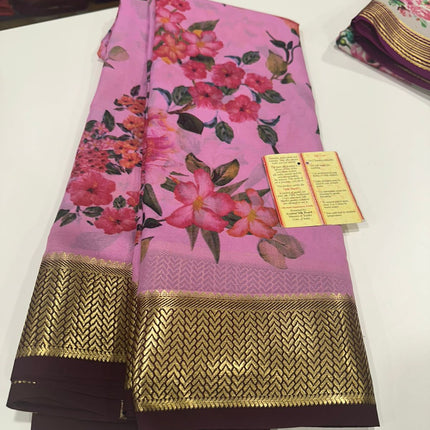 Digital Floral Print Mysoore Silk Saree