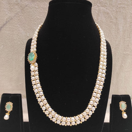 Designer Pearl Moti Mala Necklace Set for Women