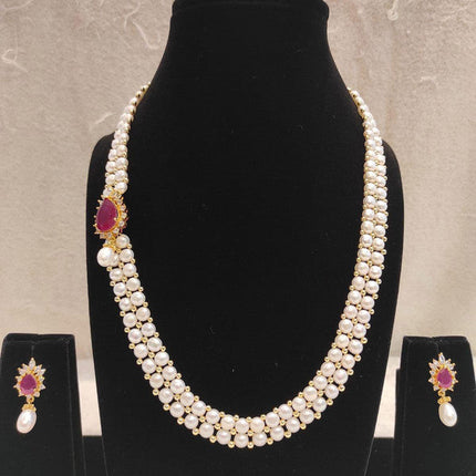 Designer Pearl Moti Mala Necklace Set for Women