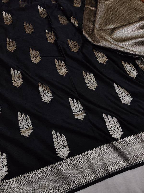 100% Pure Katan Handloom Woven Banarasi Silk Saree with Traditional Design