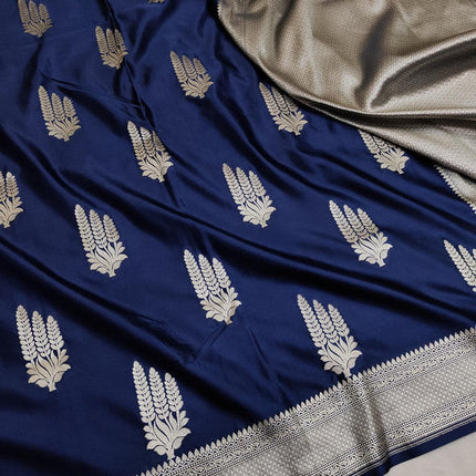 100% Pure Katan Handloom Woven Banarasi Silk Saree with Traditional Design