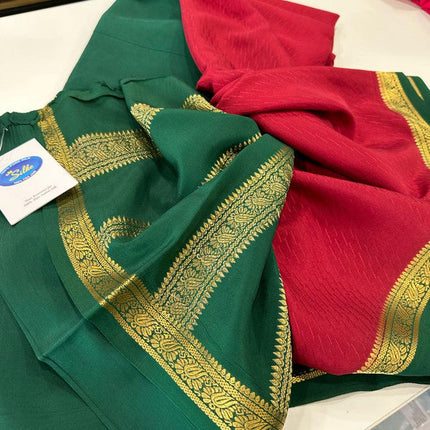 Beautiful Pure Mysore Silk Saree with Zari Work