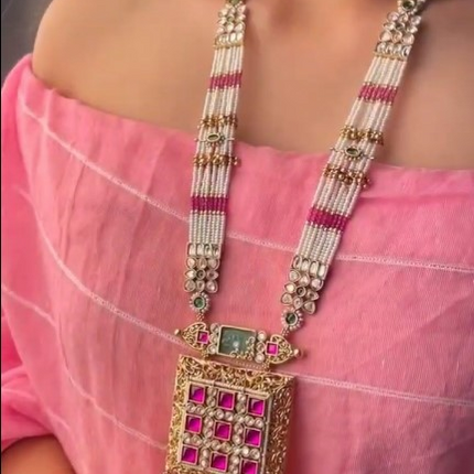 Designer Kundan Motimala Antique Necklace Set for Women