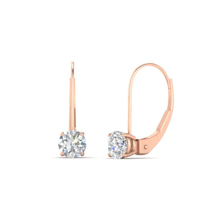 1 Carat Round Diamond Lever Back Earrings