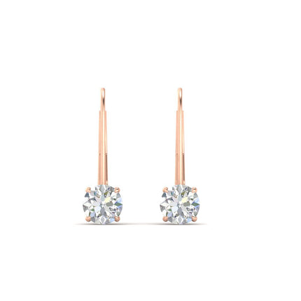1 Carat Round Diamond Lever Back Earrings