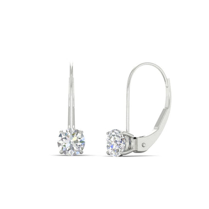 1 Carat Round Diamond Lever Back Earrings