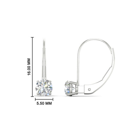1 Carat Round Diamond Lever Back Earrings