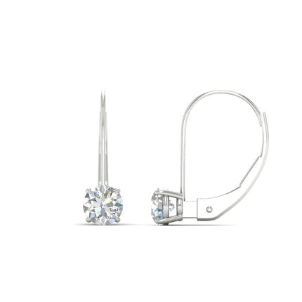 1 Carat Round Diamond Lever Back Earrings