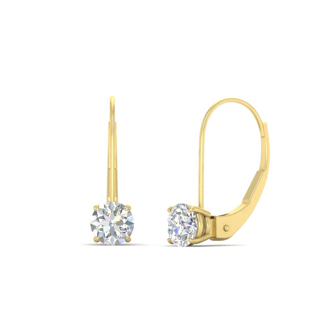 1 Carat Round Diamond Lever Back Earrings