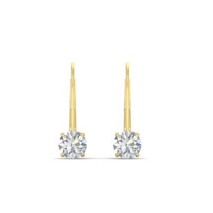 1 Carat Round Diamond Lever Back Earrings