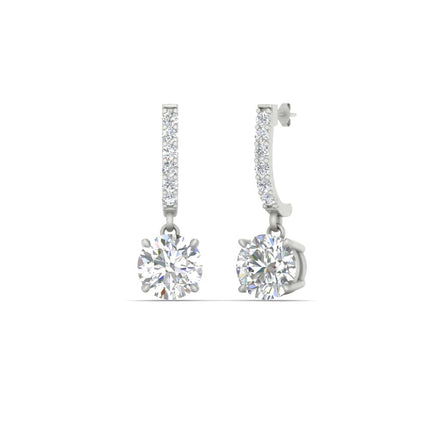 1 Carat Solitaire Halo Diamond Drop Earrings