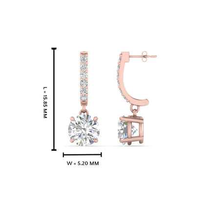 1 Carat Solitaire Halo Diamond Drop Earrings