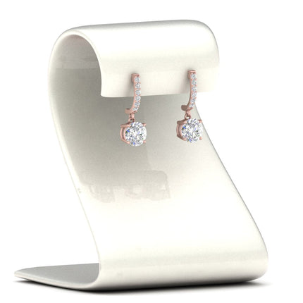 1 Carat Solitaire Halo Diamond Drop Earrings