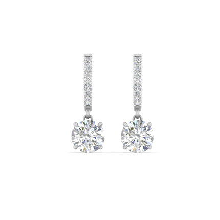 1 Carat Solitaire Halo Diamond Drop Earrings