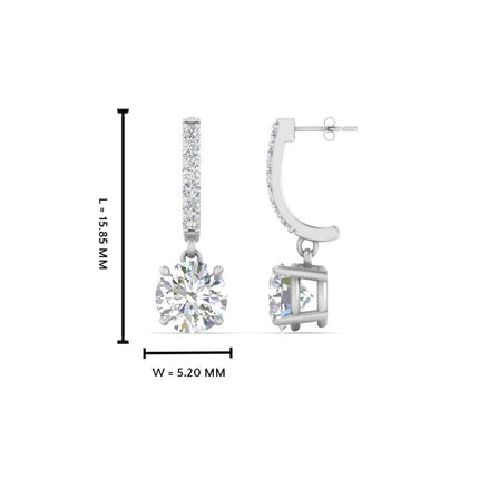 1 Carat Solitaire Halo Diamond Drop Earrings