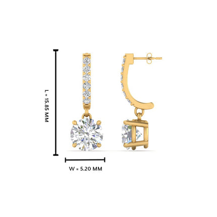 1 Carat Solitaire Halo Diamond Drop Earrings