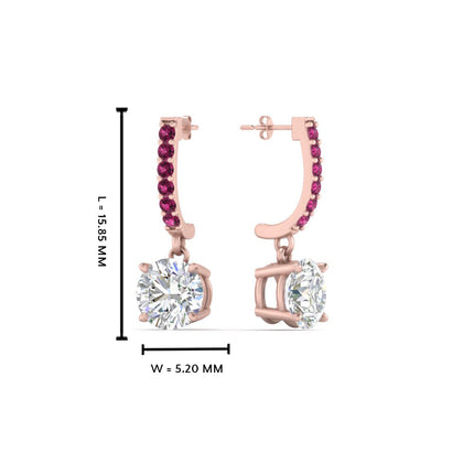1 Carat Solitaire Halo Diamond Drop Earrings