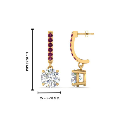 1 Carat Solitaire Halo Diamond Drop Earrings