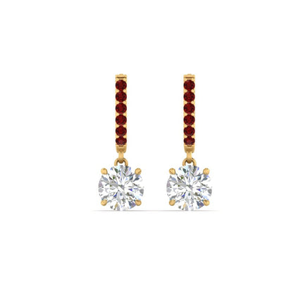 1 Carat Solitaire Halo Diamond Drop Earrings