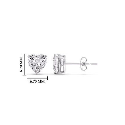Heart Shaped 3 Prong Basket Stud Earring