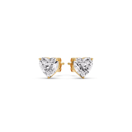 Heart Shaped 3 Prong Basket Stud Earring